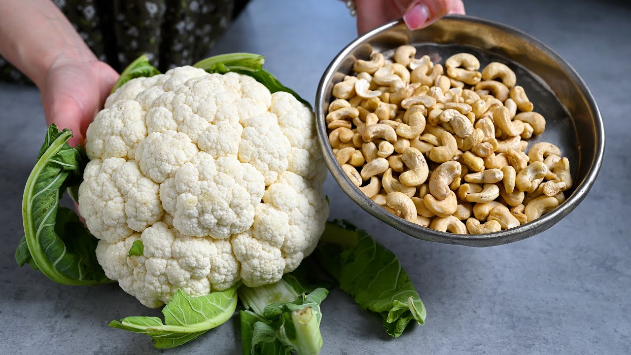 Cauliflower with cashews is better than meat! Easy, simple and delicious recipe!