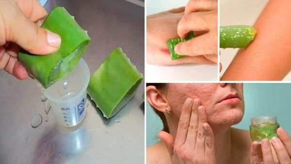 Woman Applying Aloe Vera on Face